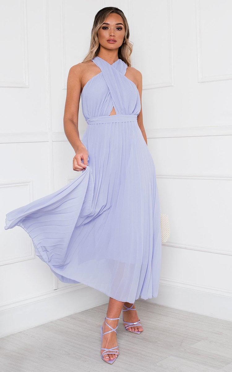 Pleated Crossover Maxi Dress Form Women