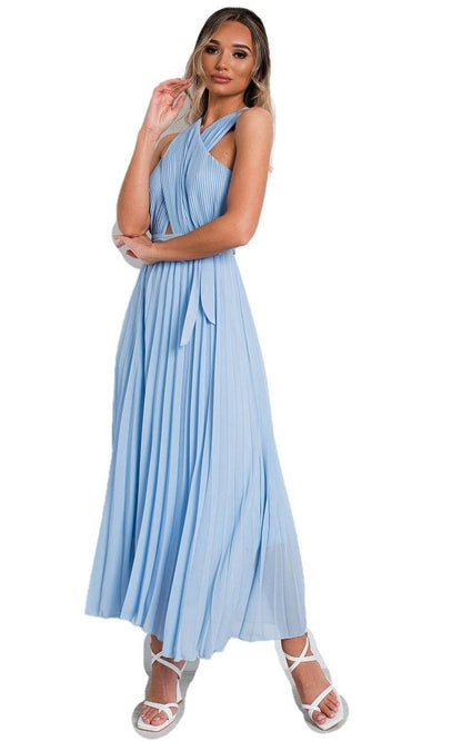 Pleated Crossover Maxi Dress Form Women