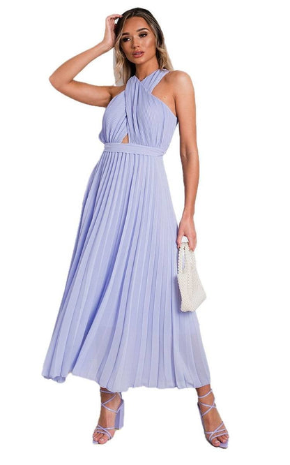 Pleated Crossover Maxi Dress Form Women