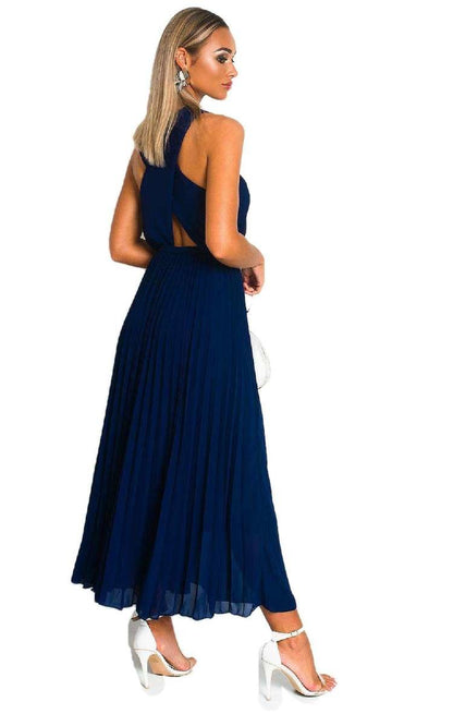 Pleated Crossover Maxi Dress Form Women