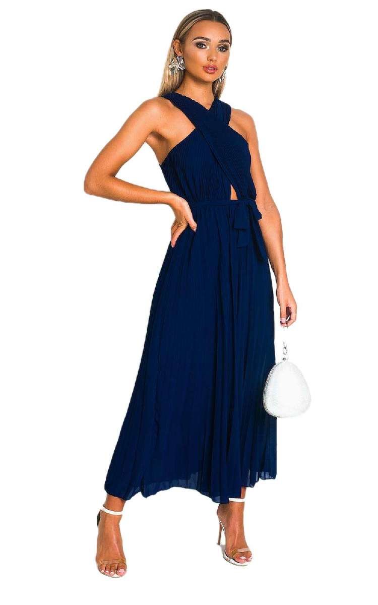 Pleated Crossover Maxi Dress Form Women