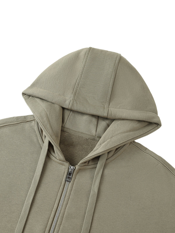 Drop-Shoulder Zip Up Hoodie