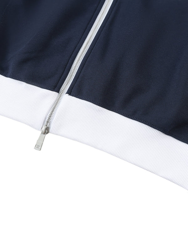 Contrast Trim Stand Collar Jacket