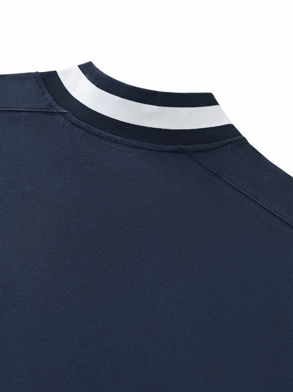 V-Neck Contrast Collar Boxy Sweatshirt