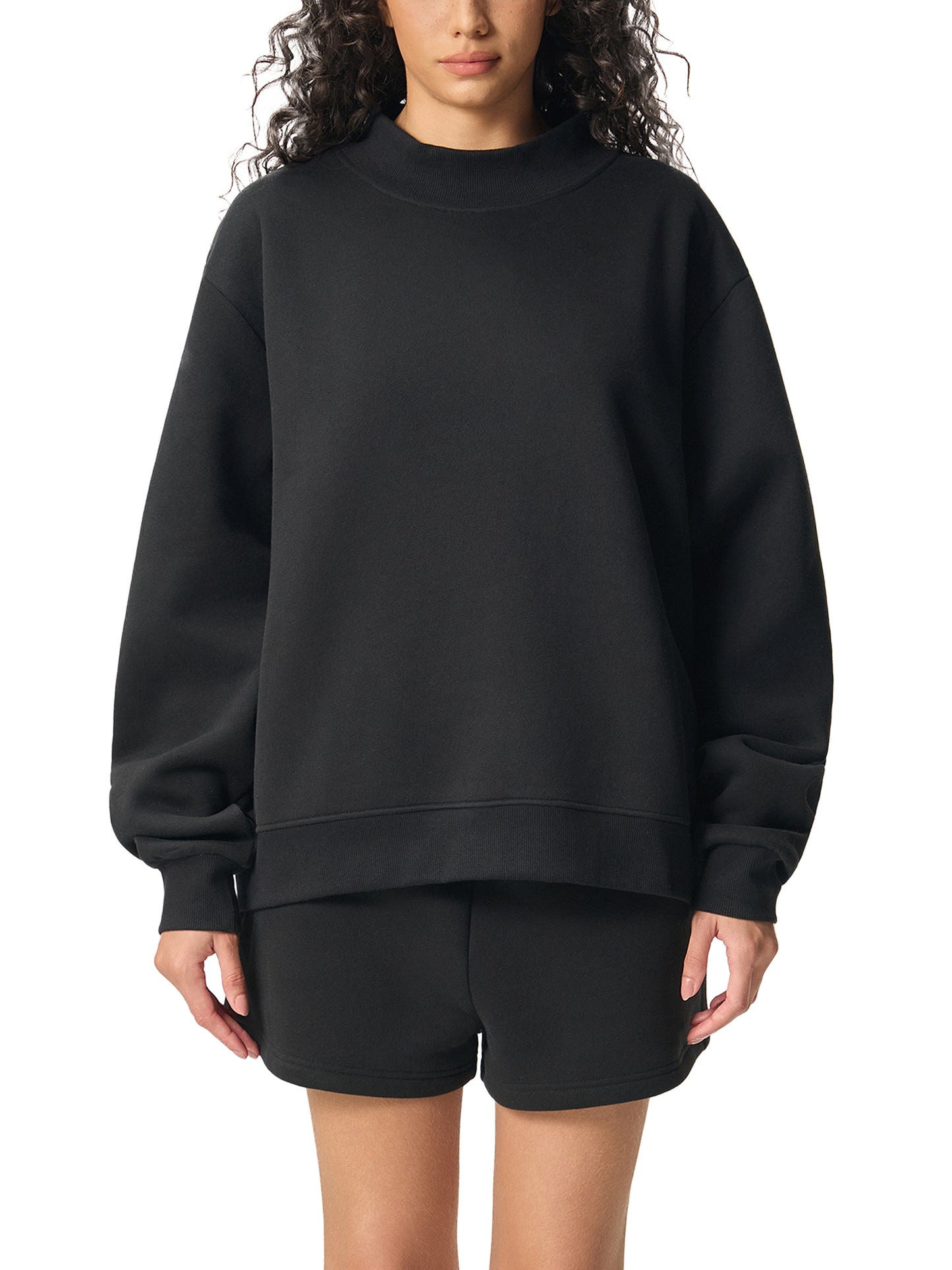 Fleece,Mock neck,Sweatshirt