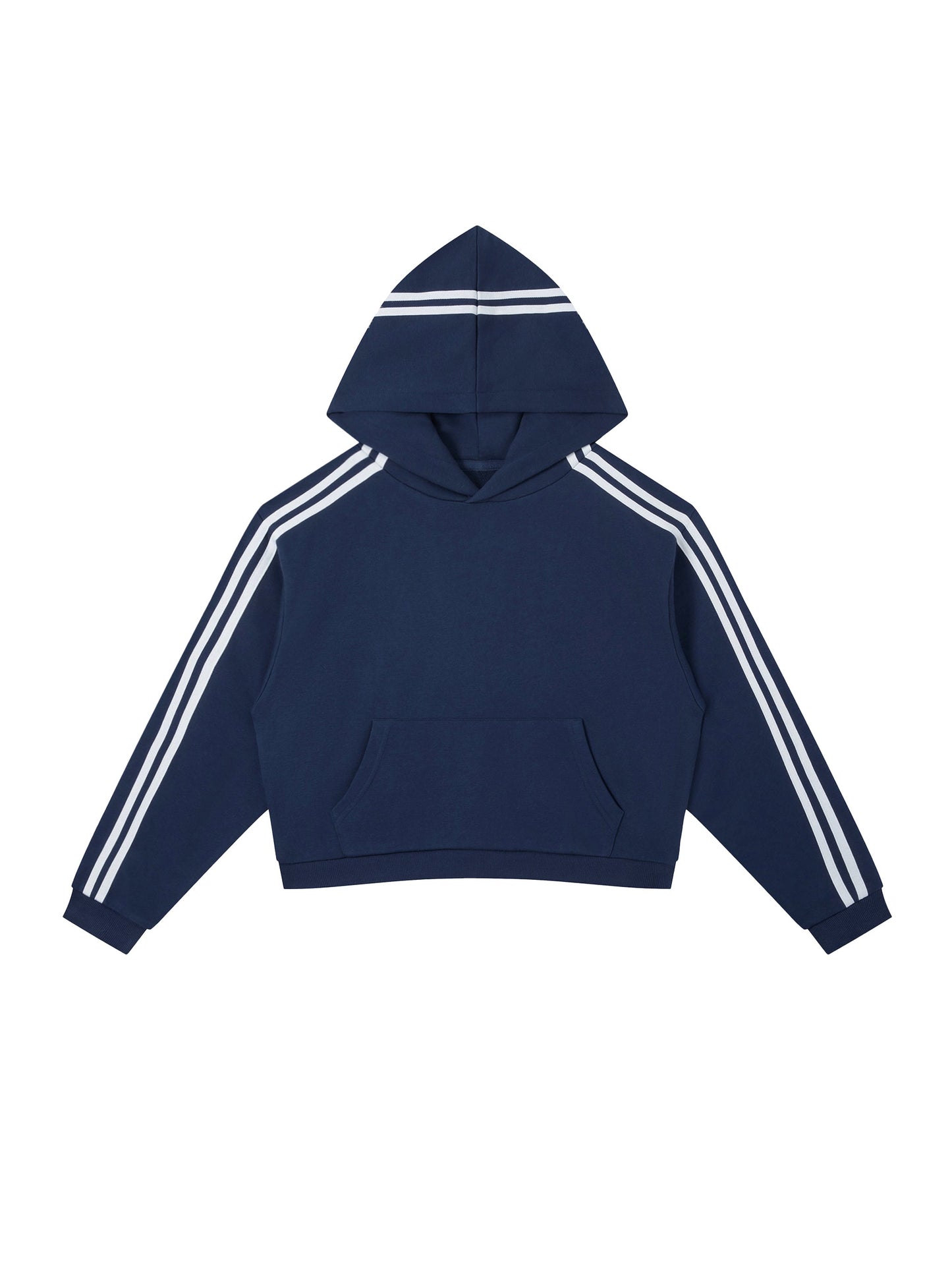 Contrast Side Stripe Cropped Hoodie 340GSM
