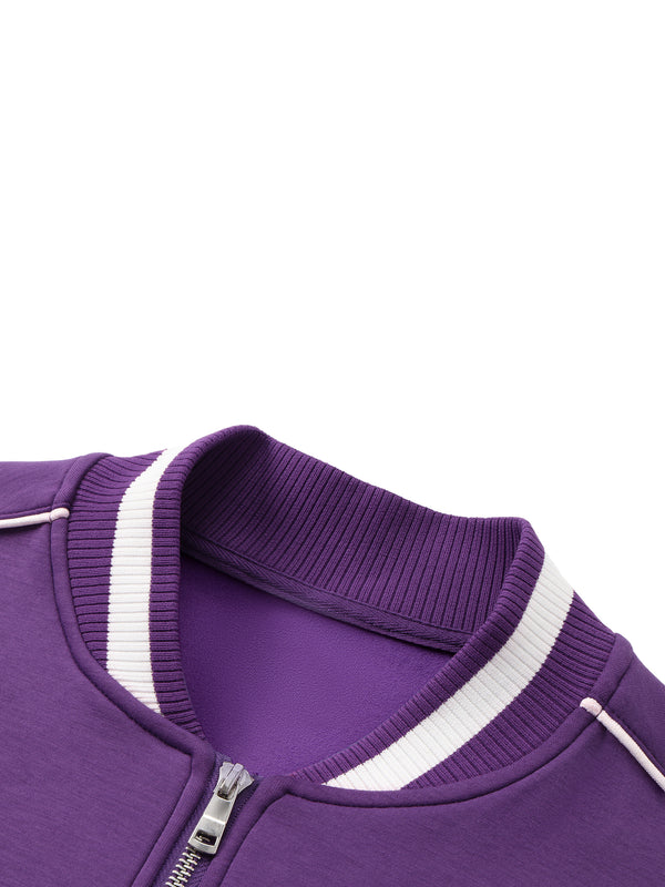 Contrast Piping Zip Bomber Jacket