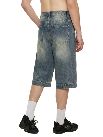 Vintage Wash Baggy Denim Shorts