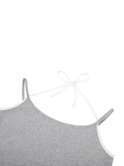 Contrast Binding Halter Tank Top 210GSM