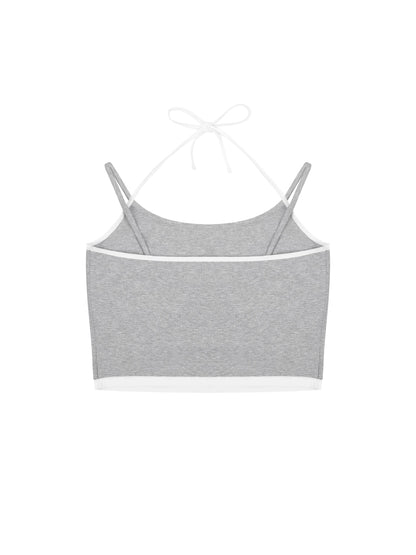 Contrast Binding Halter Tank Top 210GSM