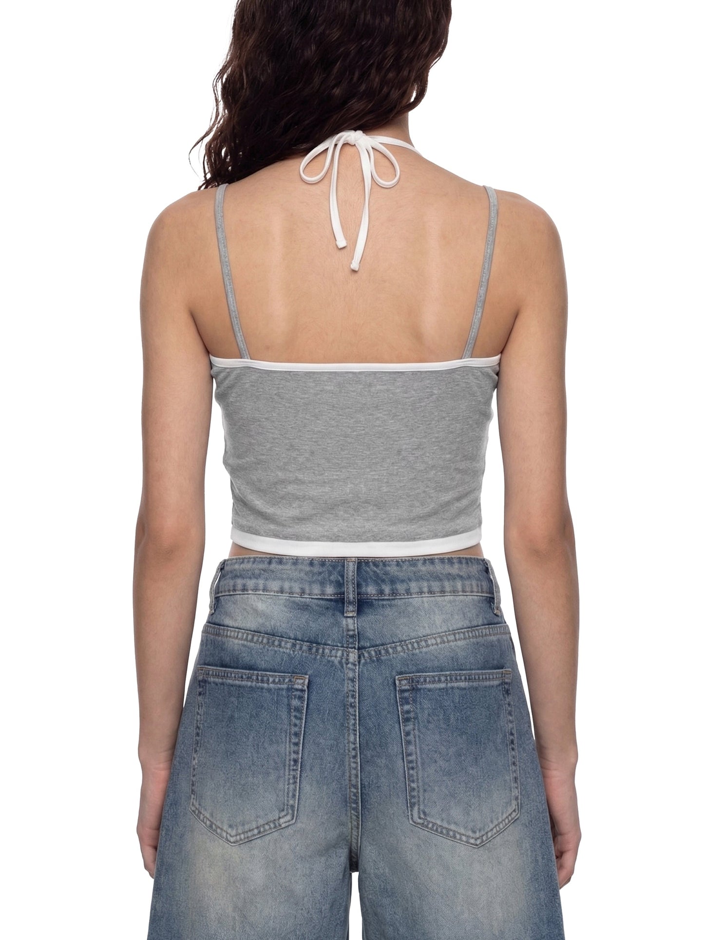 Contrast Binding Halter Tank Top 210GSM