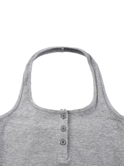 Women's Ribbed Henley Tank Top 250GSM
