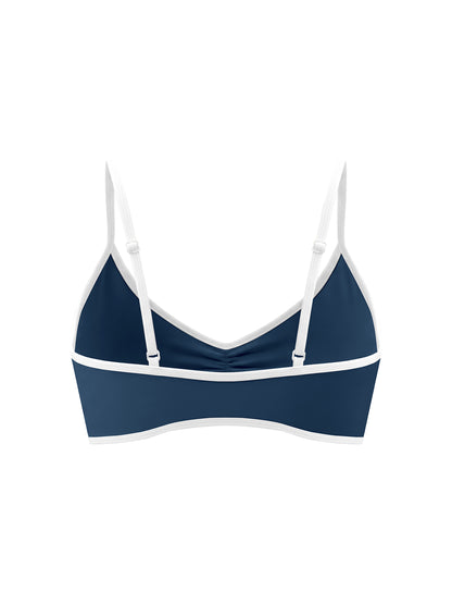 Women's Color Block Ruched V-Neck Sports Bra