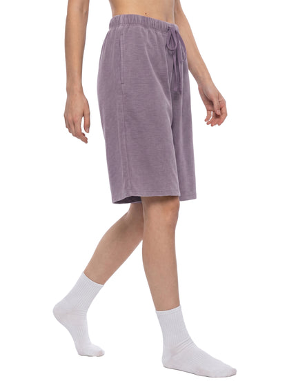 Unisex Vintage Wash Sunfade Waffle Raw Hem Shorts