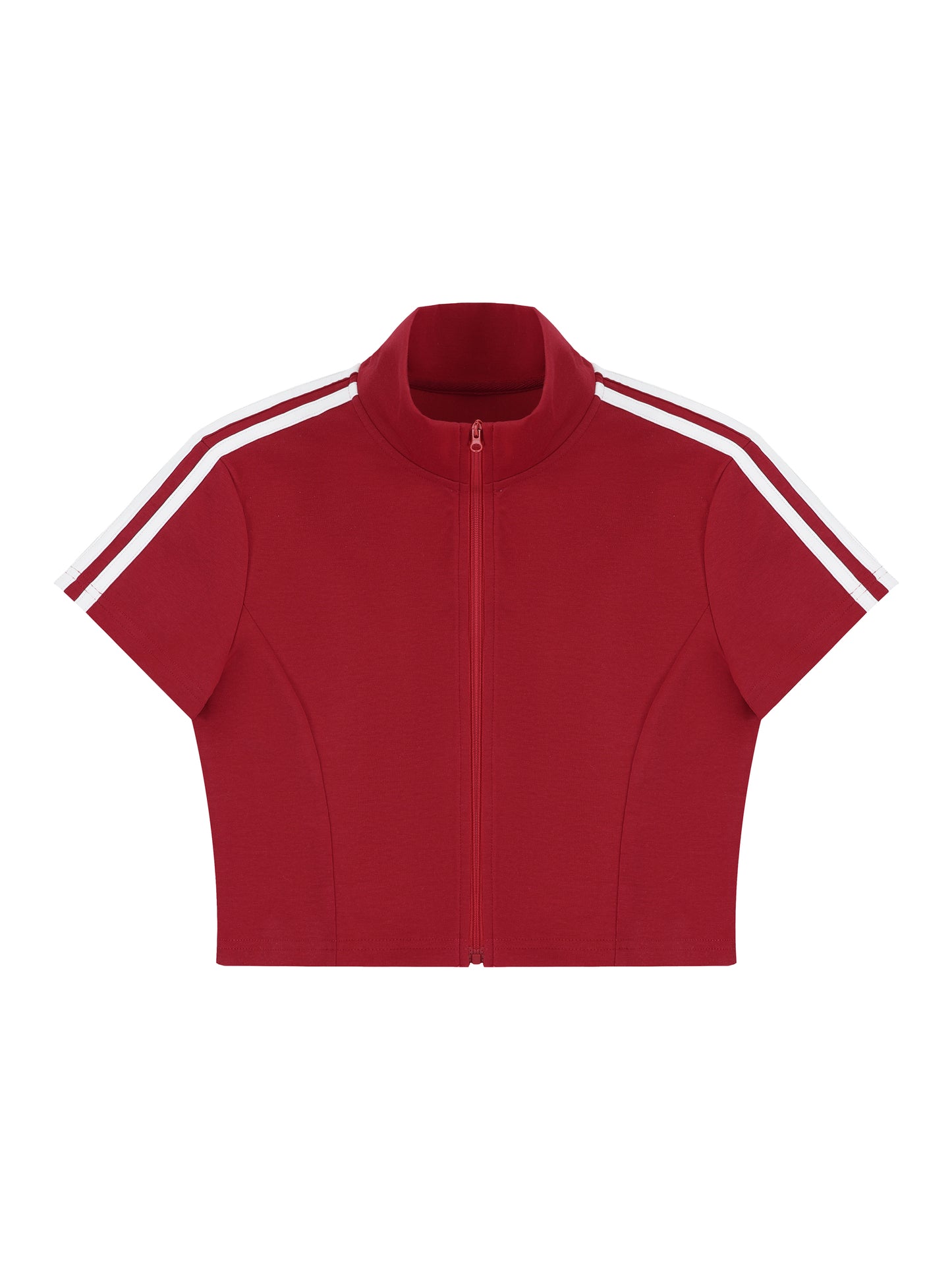 Women's Cropped Full Zip Short Sleeve T-Shirt