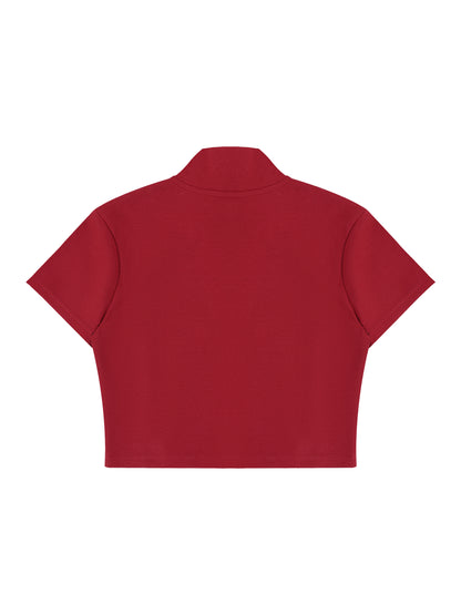 Women's Cropped Full Zip Short Sleeve T-Shirt