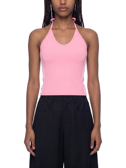 Women's Color Block Halter Crop Tank Top 210GSM