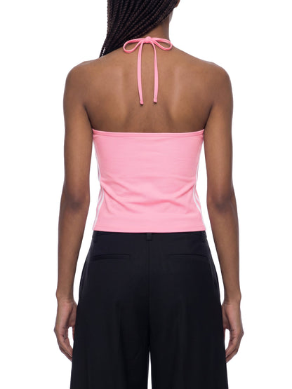 Women's Color Block Halter Crop Tank Top 210GSM