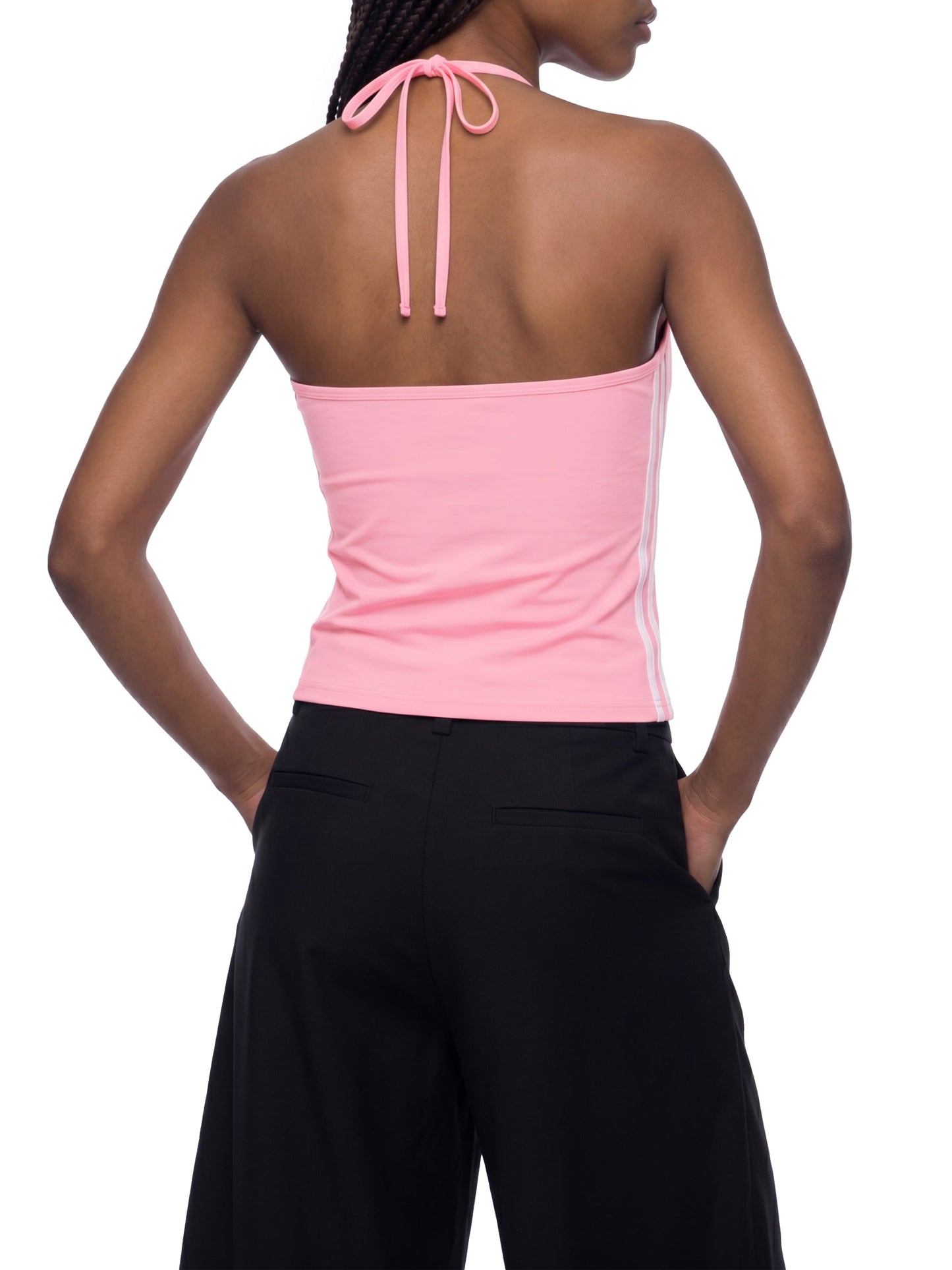 Women's Color Block Halter Crop Tank Top 210GSM