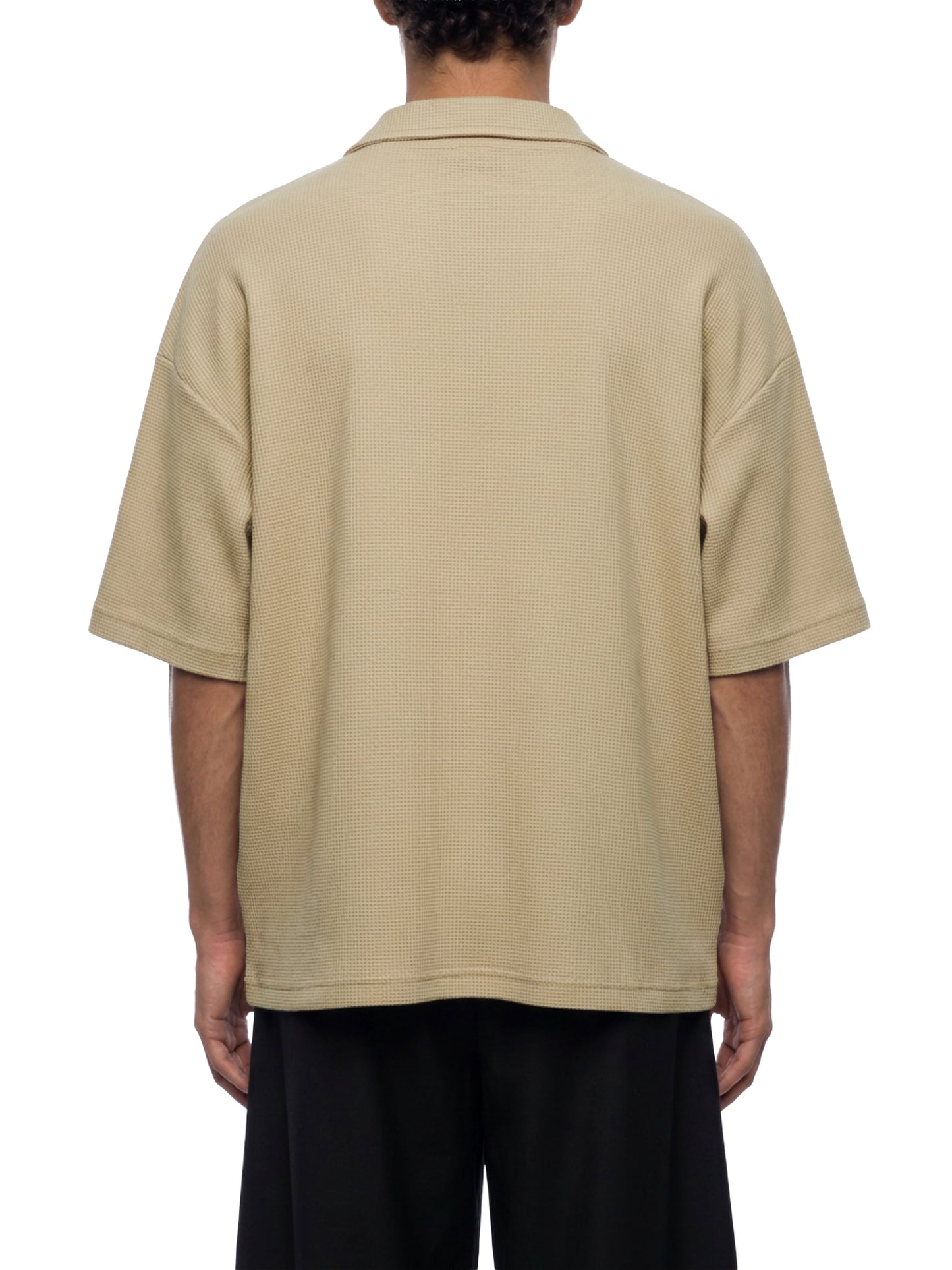Unisex Vintage Wash Waffle Boxy Polo Shirt