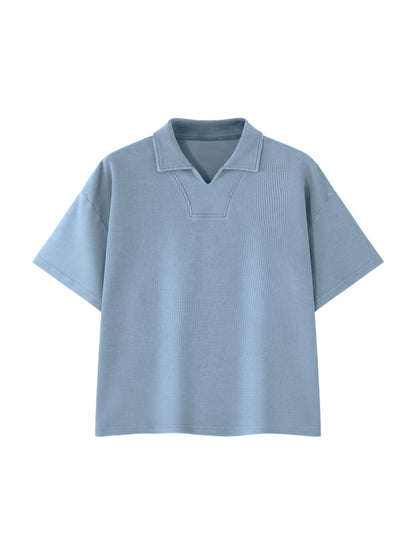 Unisex Vintage Wash Waffle Boxy Polo Shirt