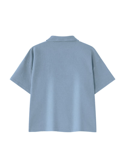 Unisex Vintage Wash Waffle Boxy Polo Shirt
