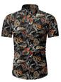 Men's Hawaiian Shirt Button Down Shirts Short-Sleeve Work Shirt Spread Collar Tops