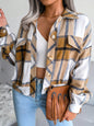 Women’s Thick Collared Plaid Flannel Cardigan With Button Front And Front Pockets