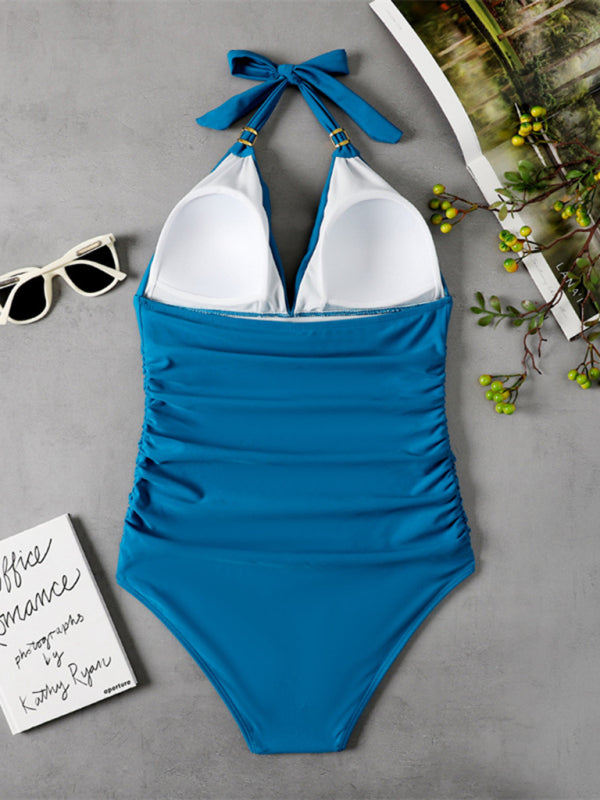 Women's Plunge Halter One-piece Swimsuit