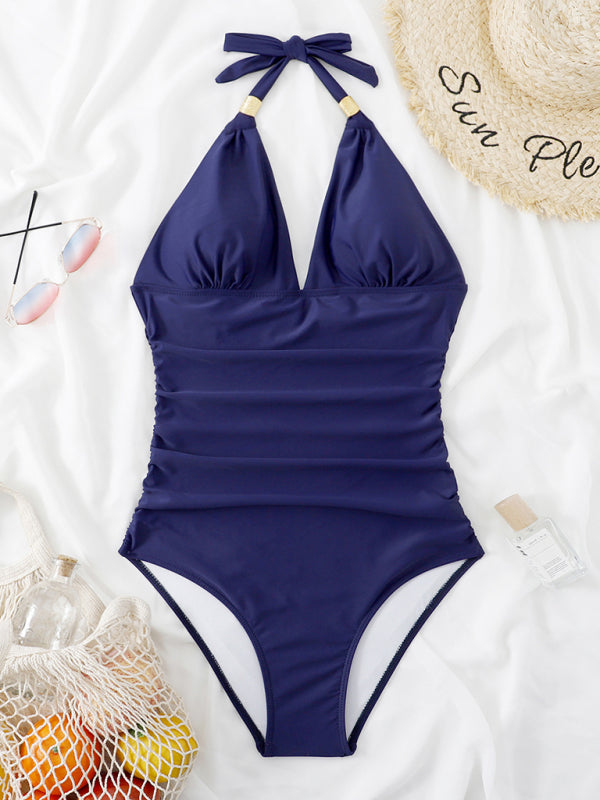Women's Plunge Halter One-piece Swimsuit