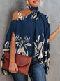 Halter Neck Dolman Sleeve Print Shirt Ladies Shirt Women's Clothing