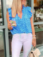 Women's Leopard Print Tie Neck Flutter Sleeve Blouse