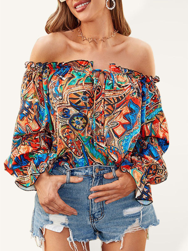 Haut court noué à épaules dénudées tie-dye pour femme