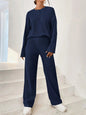 Women's casual round neck pullover sweatshirt and trousers two-piece set