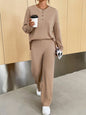 Women's casual round neck pullover sweatshirt and trousers two-piece set