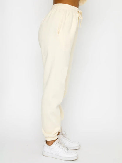 Women's New Solid Color Round Fashionable Casual Collar Pullover Long Sleeve Trousers Sweater Suit