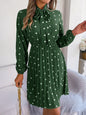 Jupe plissée à manches longues, taille lacée, pois, élégante pour femme