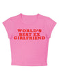 Women's Trendy Short Tight Lettering Printed T-Shirt Hot Girl Top