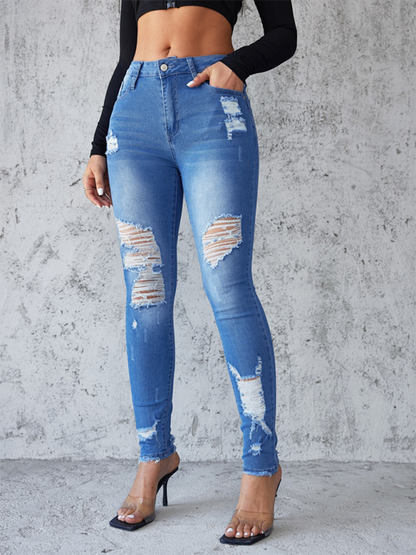 New style ripped jeans slim fit hip lift skinny trousers