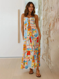 Nouvelle robe à bretelles imprimée INS, robe décontractée ample pour les vacances, avec élastique.