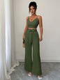 Army Green Suspender Vest Wide Leg Pants Two-Piece Set
