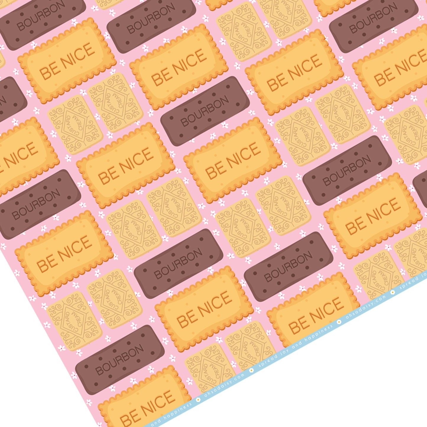 BE NICE BISCUITS GIFT WRAP SHEET