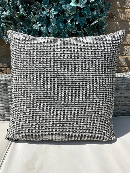 Le coussin couture - Jacquard beige et noir d'extérieur - Modèle n° 140