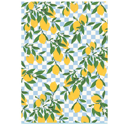 LEMON CHECKERBOARD GIFT WRAP SHEET
