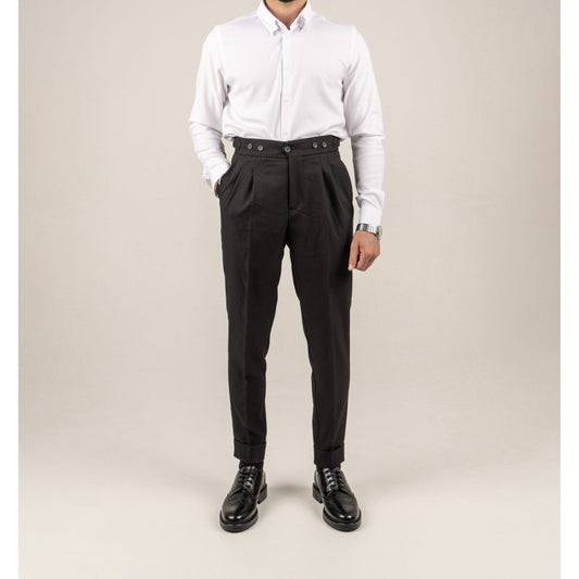 Pantalon plissé taille haute pour homme