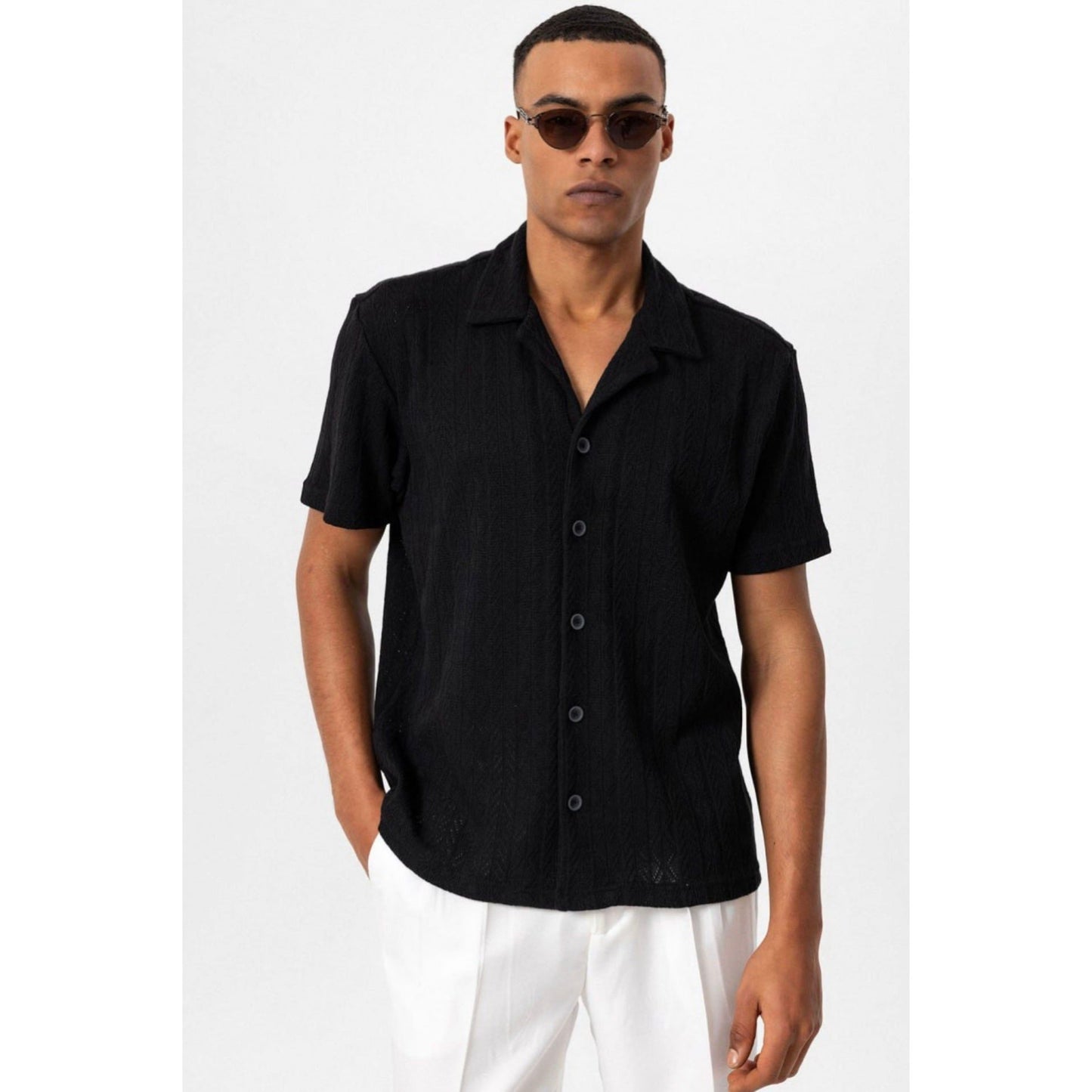 Collar Knitted Pattern Shirt
