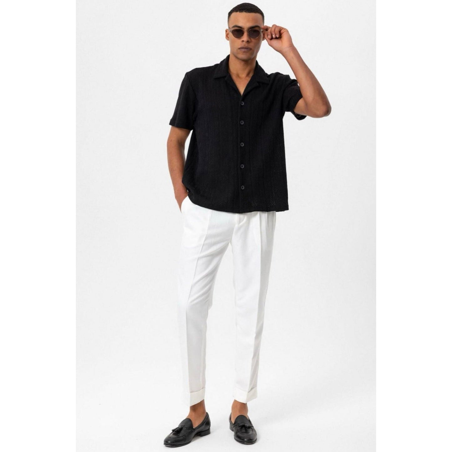 Collar Knitted Pattern Shirt