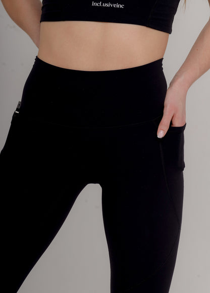 Women's Black Leggings with Pockets - High Waist Active Leggings