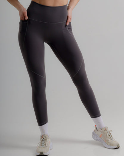 Women's Grey Leggings with Pockets - High Waist Active Leggings