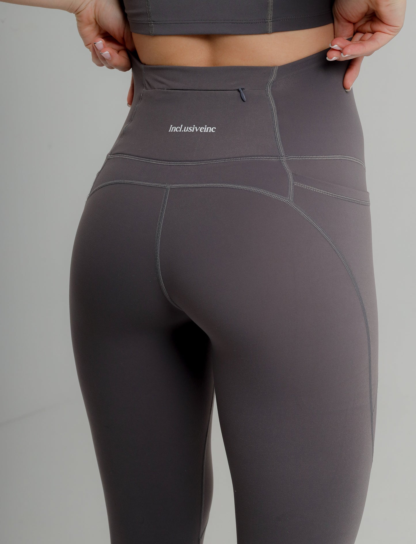 Women's Grey Leggings with Pockets - High Waist Active Leggings